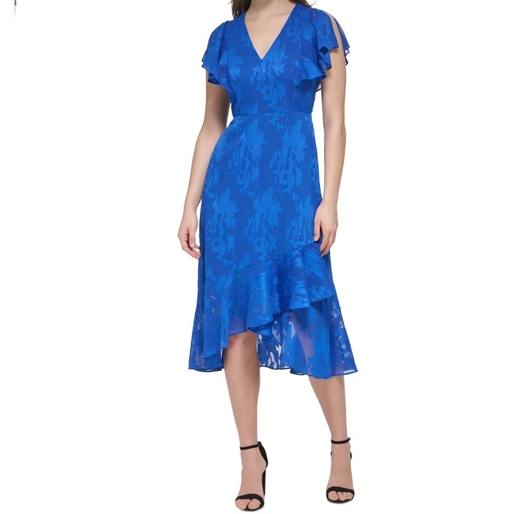 Nwt Kensie Short Flutter Sleeve Asymmetrical Zipper Back Dress Size 10 — image 3 of 6